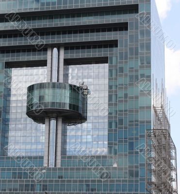 Facade of High-tech style building