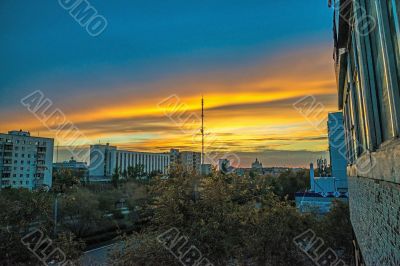 TV tower at sunset