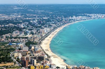 Bird`s-eye view on the beach of the island Mallorca