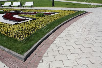 In the city park in summer