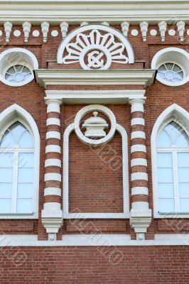 Decorating the walls of the Bread Palace in Tsaritsyno in Moscow