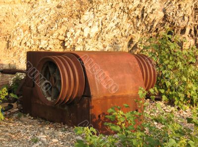  The old part of the ship`s engine