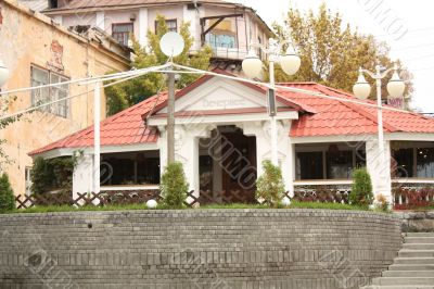 Cafe with a red roof