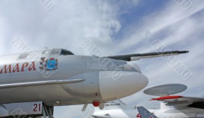 The nose of the military aircraft