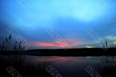 Polar lights over the lake