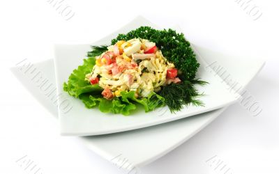  a salad of corn and Chinese cabbage