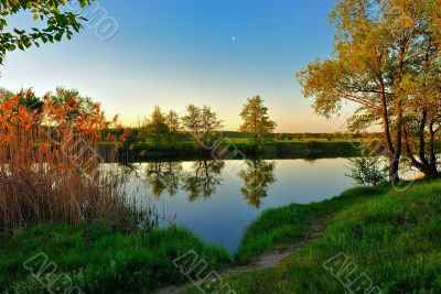 Silent summer evening by the river