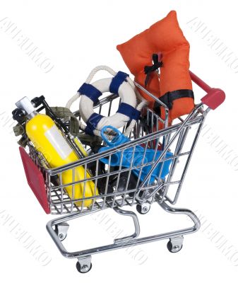 Shopping Cart full of Water Sport Equipment