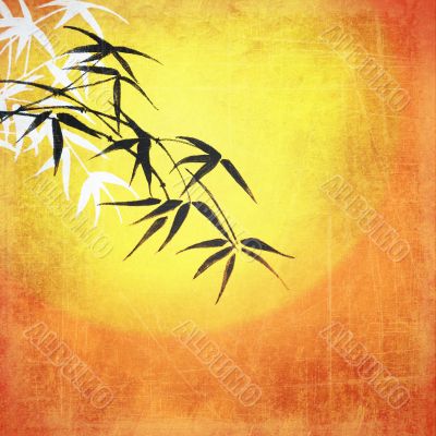 Vintage background with leaves of bamboo