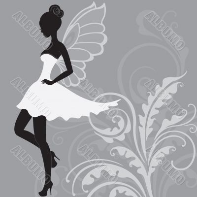 Silhouette of beautiful fairy Silhouette of beautiful fairy
