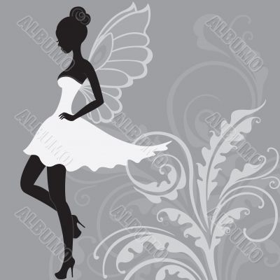 Silhouette of beautiful fairy