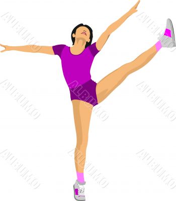 Woman practicing Yoga exercises. Vector Illustration of girl in 