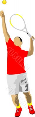 Tennis player. Colored Vector illustration for designers