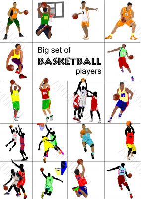 Big set of Basketball players. Vector illustration