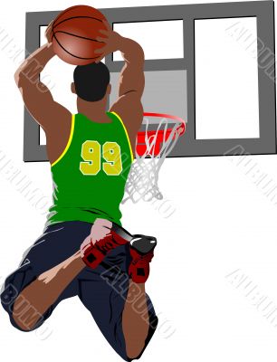 Basketball players. Colored Vector illustration for designers