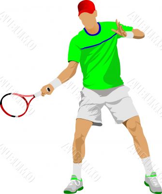 Tennis player. Colored Vector illustration for designers