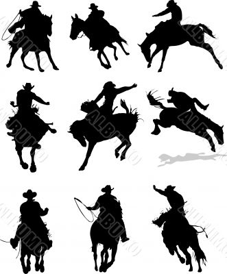 Horse rodeo silhouettes. Vector illustration