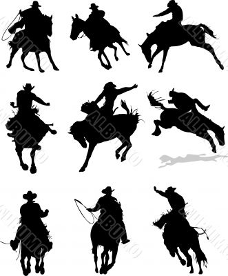 Horse rodeo silhouettes. Vector illustration Horse rodeo silhouettes. Vector illustration