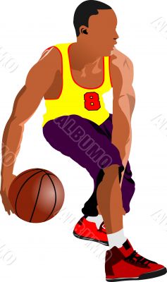 Basketball players. Colored Vector illustration for designers