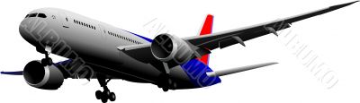 Passenger  Airplane on the air. Vector illustration