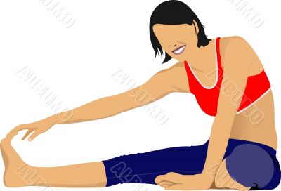 Woman practicing Yoga exercises. Vector Illustration of girl iso