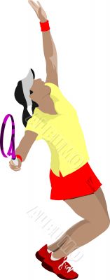 Tennis player. Colored Vector illustration for designers