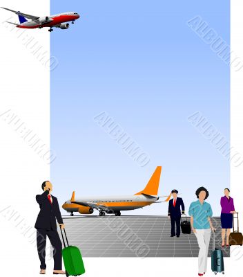 Airport scene . Vector illustration for designers Airport scene . Vector illustration for designers