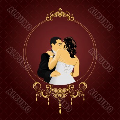 Invitation vintage card. Wedding or Valentine`s Day. Vector illu