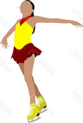 Figure skating colored silhouettes. Vector illustration