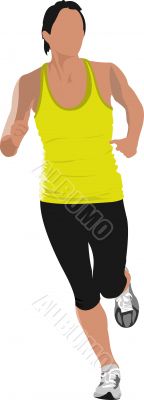 The running men. Jogging. Vector illustration