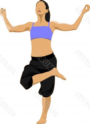 Woman practicing Yoga excercise. Vector Illustration of girl in Woman practicing Yoga excercise. Vector Illustration of girl in