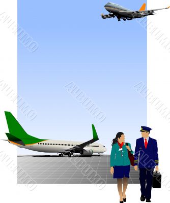 Airport scene. Vector illustration for designers Airport scene. Vector illustration for designers