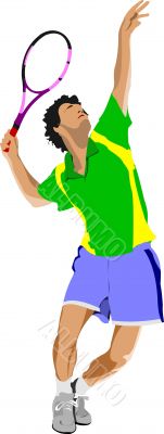 Tennis player. Colored Vector illustration for designers