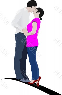 Kissing Couple vector illustration