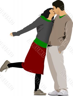 Kissing Couple vector illustration
