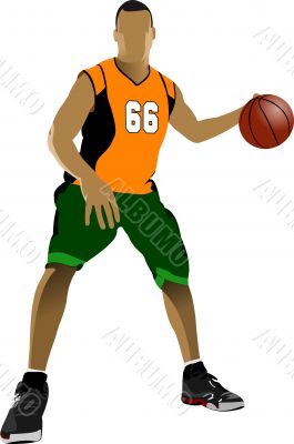 Basketball players. Colored Vector illustration for designers