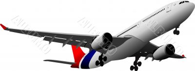 Passenger  Airplane on the air. Vector illustration