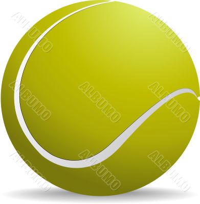 Yellow-green tennis ball on white isolated background. Vector il