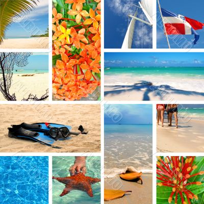 Tropical collage. Exotic travel.