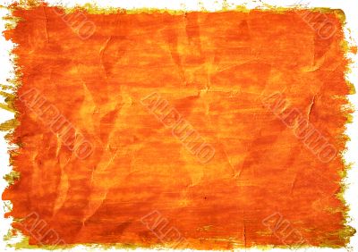 Orange paint on a crushed paper. 