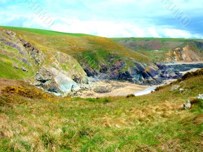 Grassy Hills And Beach