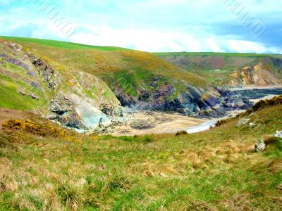 Grassy Hills And Beach