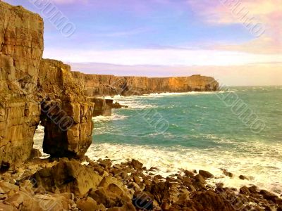 Rocky Shore And Waves