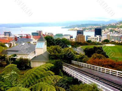 City And Lake View With Railway Tracks 