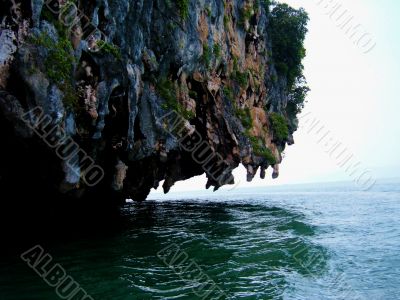 Overhanging Cliff Above Sea