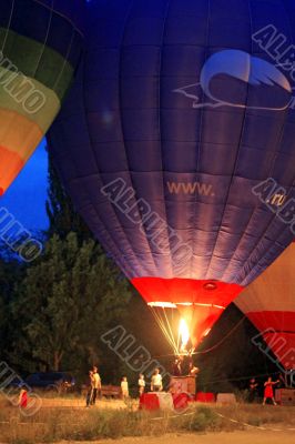 Blue Hot ait baloon ready for flying