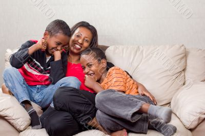 Loving mother with her sons Loving mother with her sons