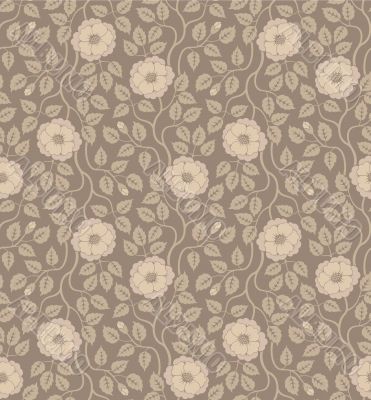 Seamless floral background with flowers and leaves