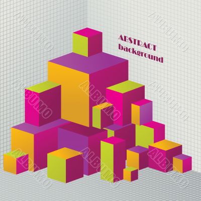 Abstract colored 3D cubes illustration for design