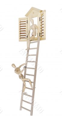Proposal Climbing on Ladder with Diamond Ring 